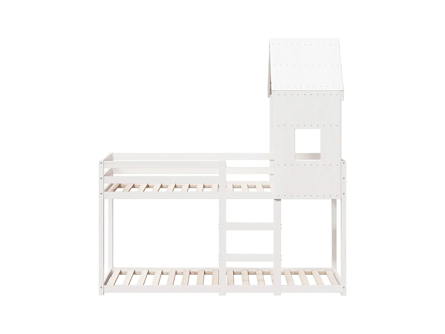 Cama litera con techo madera maciza de pino blanco 90x200 cm