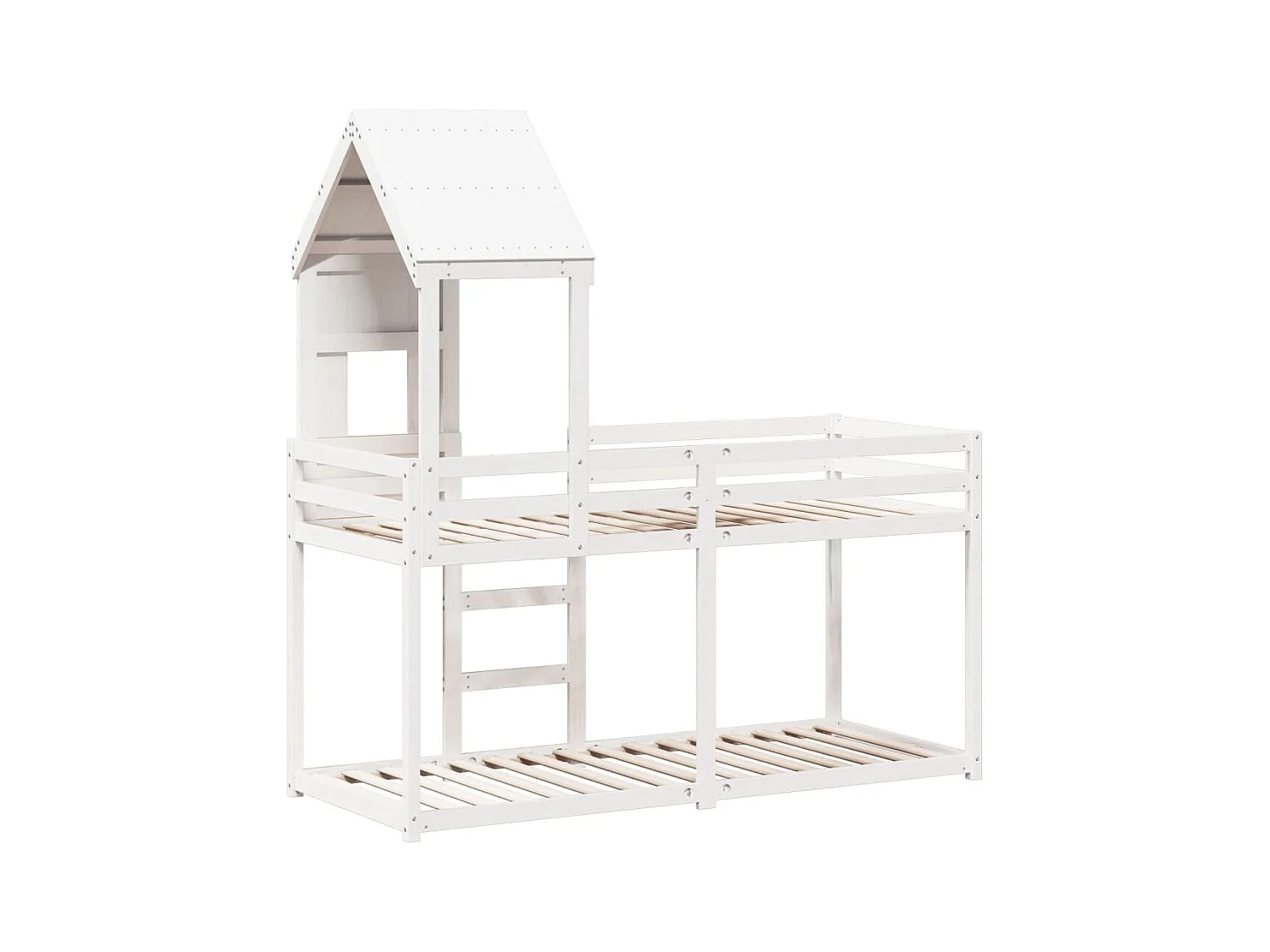 Cama litera con techo madera maciza de pino blanco 90x200 cm