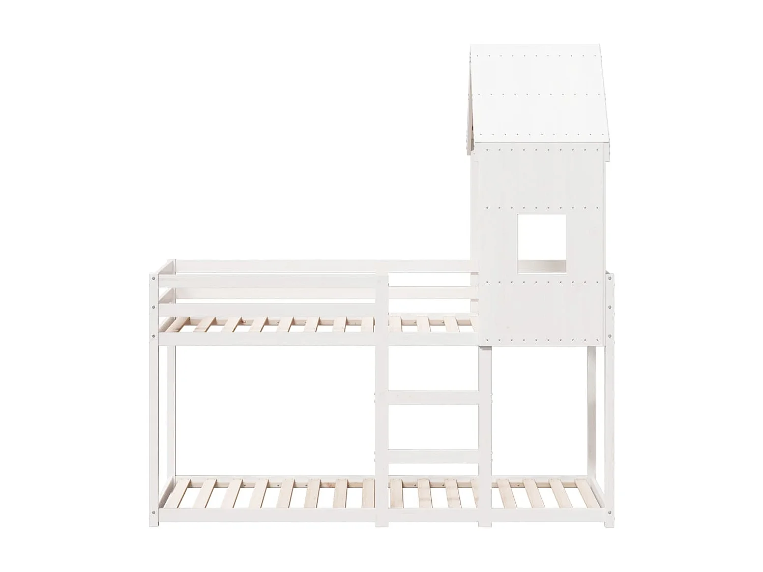 Letto a Castello con Tetto Bianco 90x200 cm in Legno di Pino