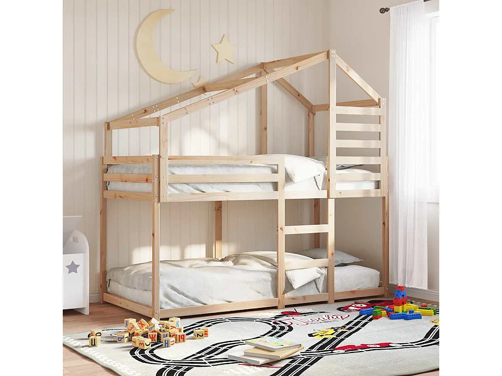 Lit superposé sans matelas 90x200 cm bois de pin massif