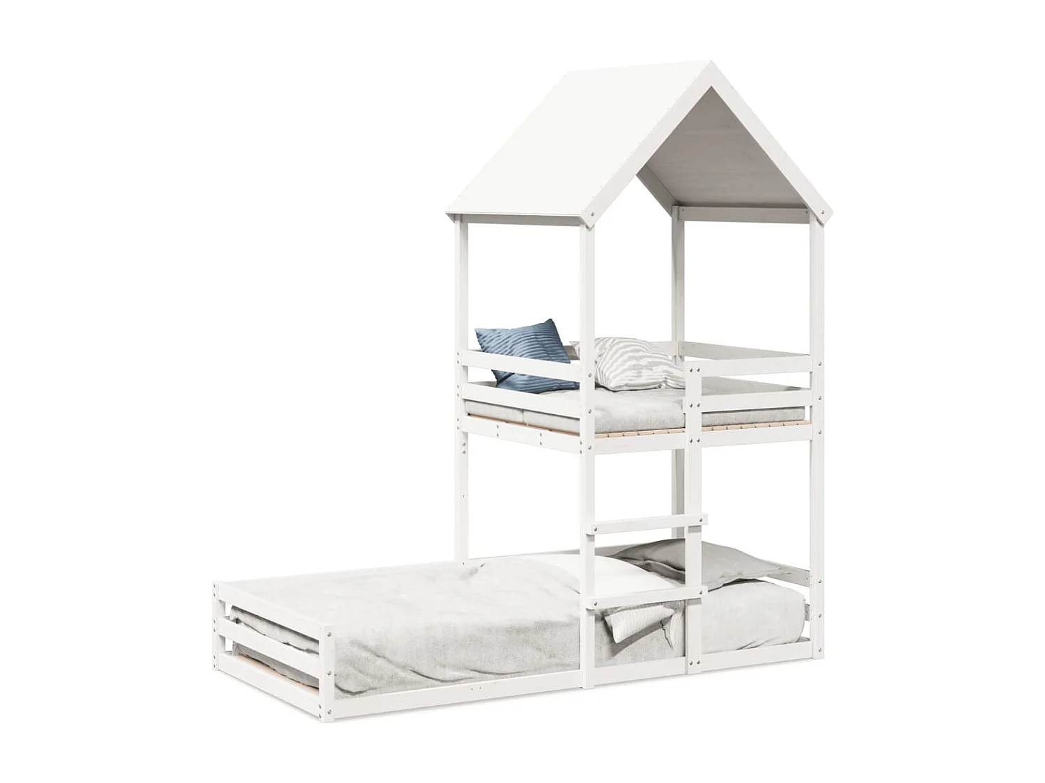 Lit superposé sans matelas blanc 80x200 cm bois de pin massif