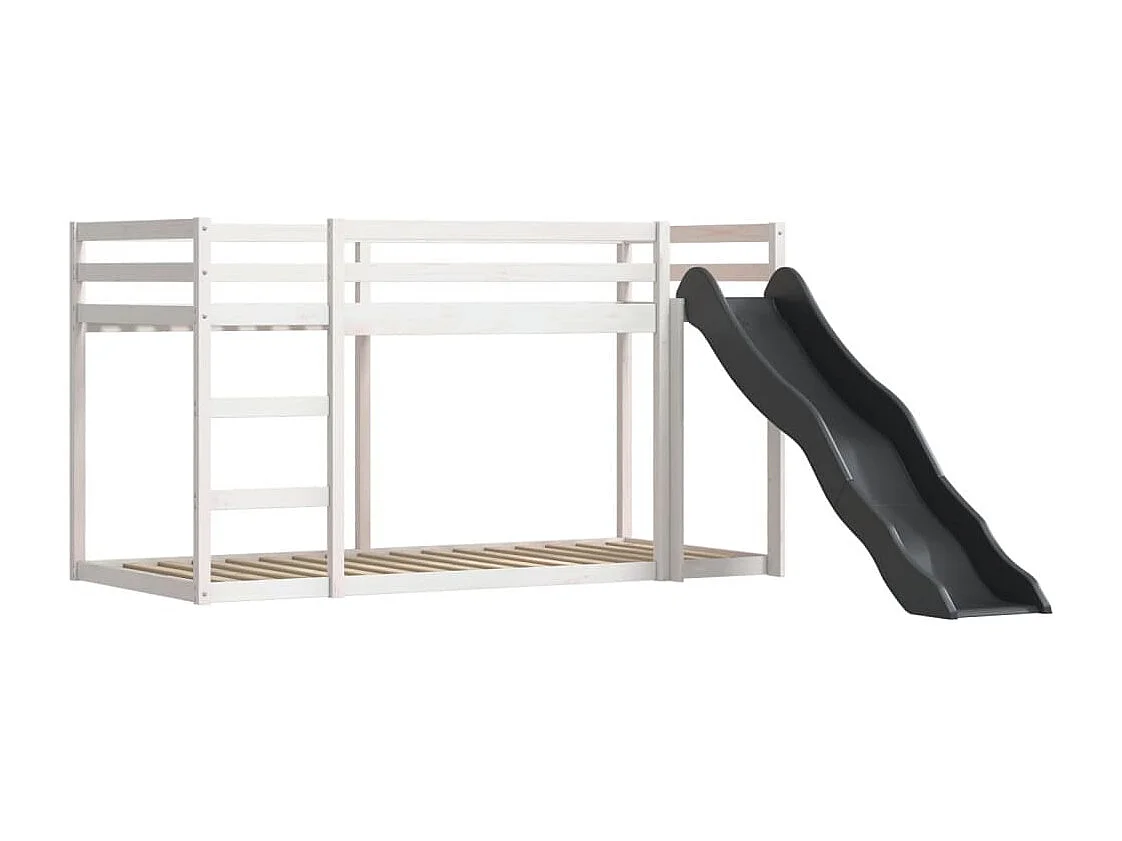 Letto a Castello con Scivolo e Tende Rosa 80x200 cm