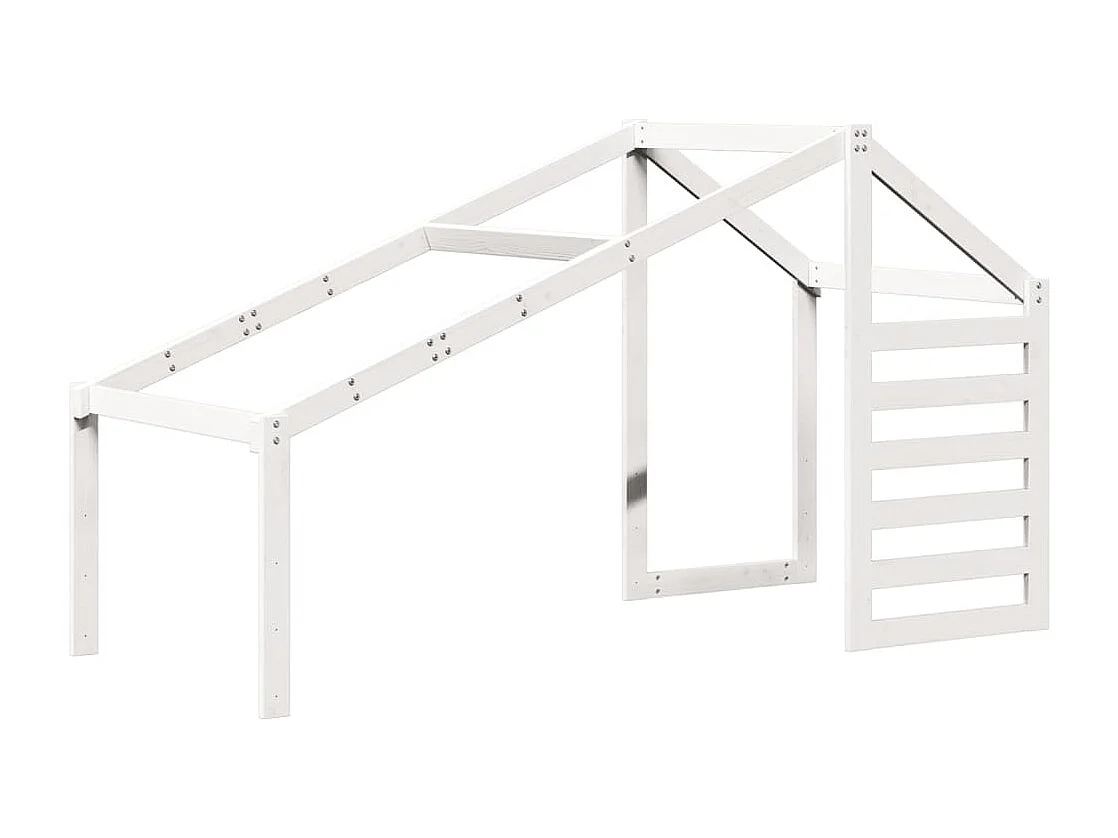Cama alta c/ escada e telhado 90x190 cm pinho maciço branco