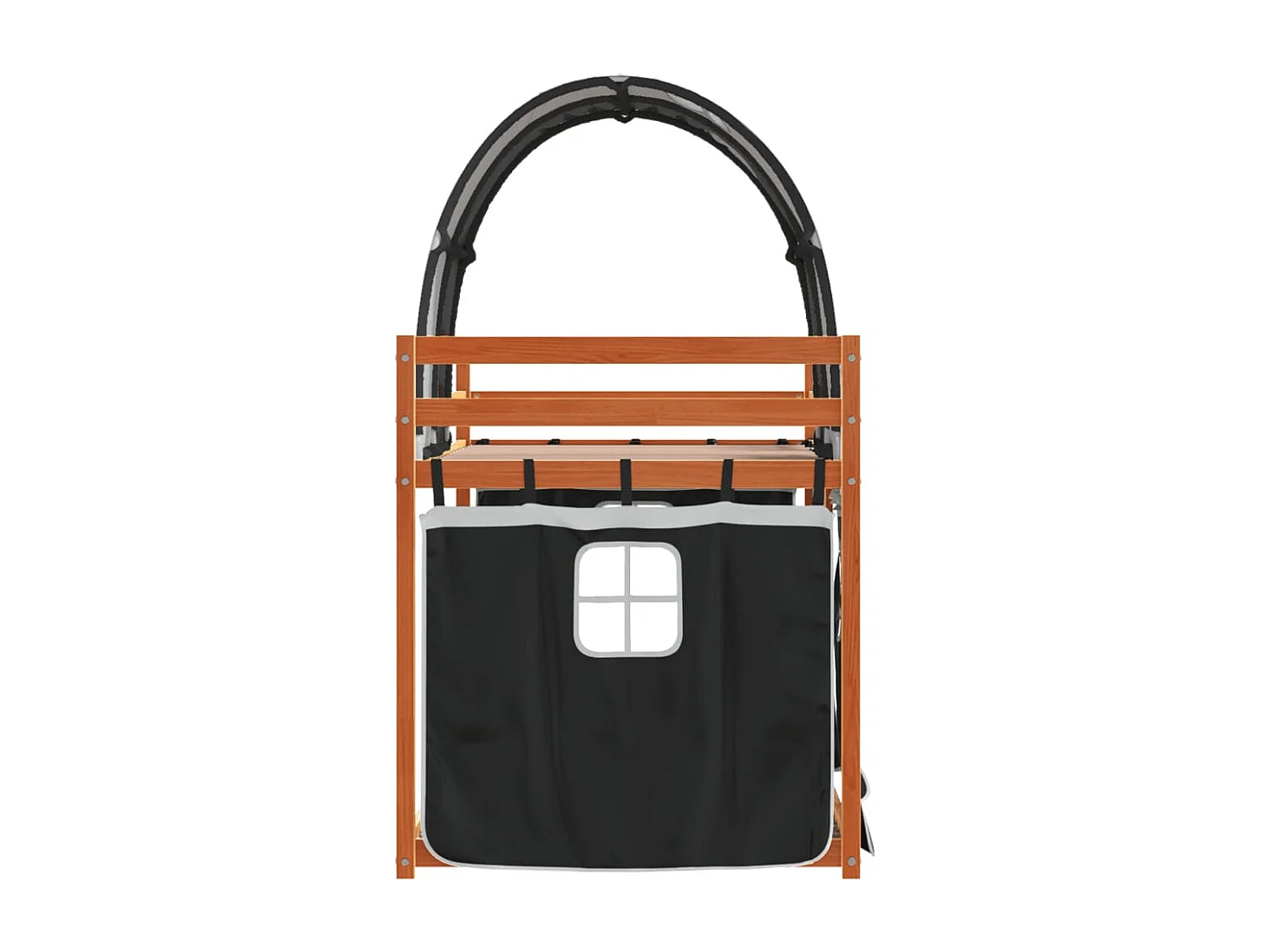 Lit superposé avec rideaux blanc-noir 90x190 bois pin massif