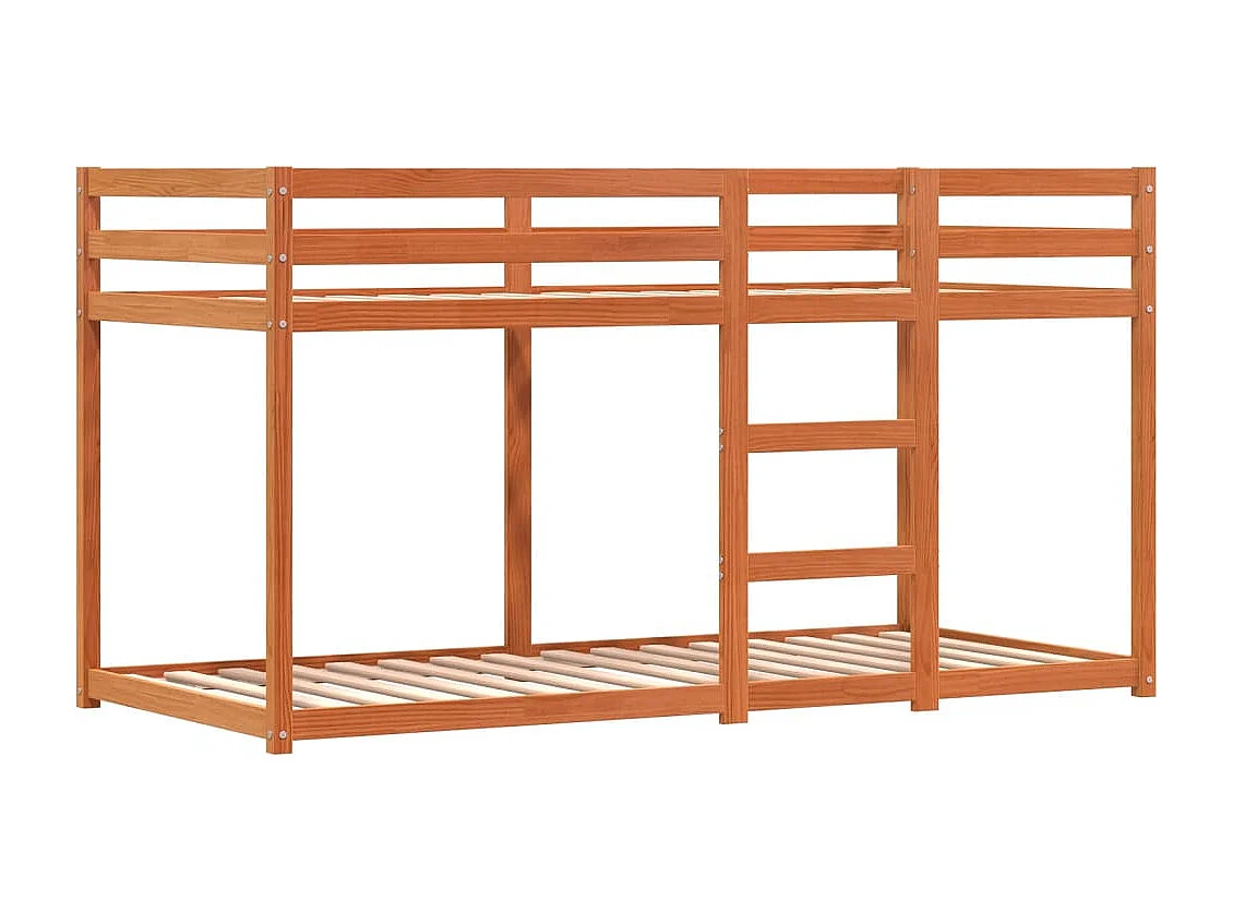 Lit superposé avec rideaux blanc-noir 90x190 bois pin massif