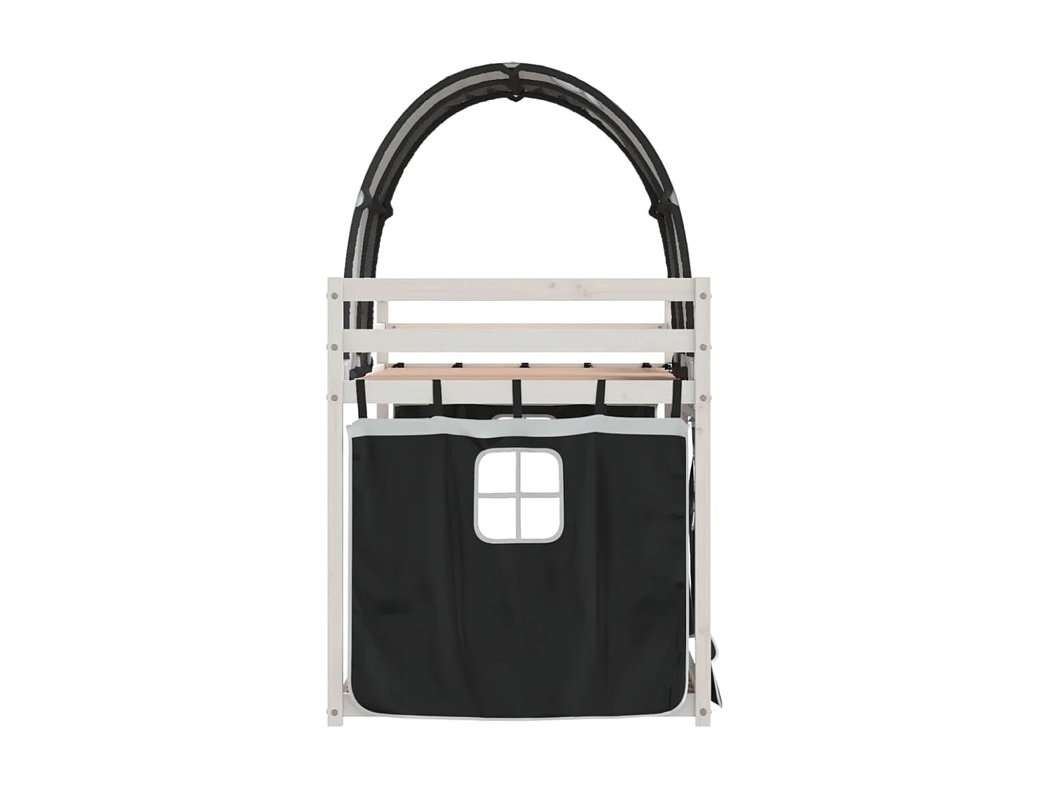 Lit superposé avec rideaux blanc-noir 90x200 bois pin massif