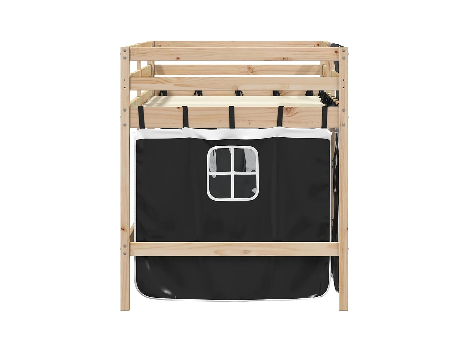 Lit mezzanine enfants avec rideaux sans matelas 90x200cm