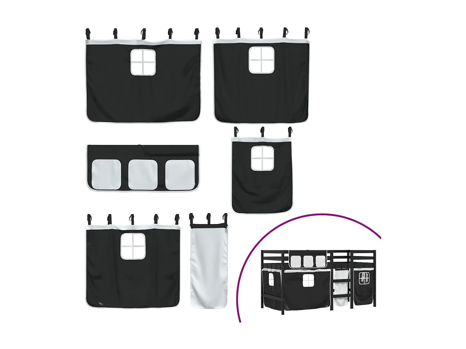 Lit mezzanine pour enfants avec rideaux sans matelas 80x200 cm