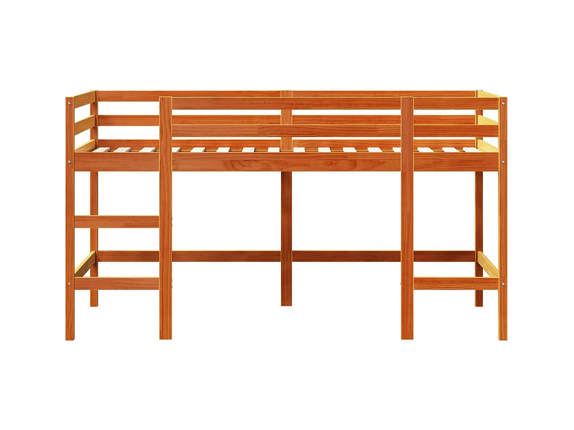 Kinderhochbett mit Leiter Wachsbraun 90x200cm Massivholz Kiefer