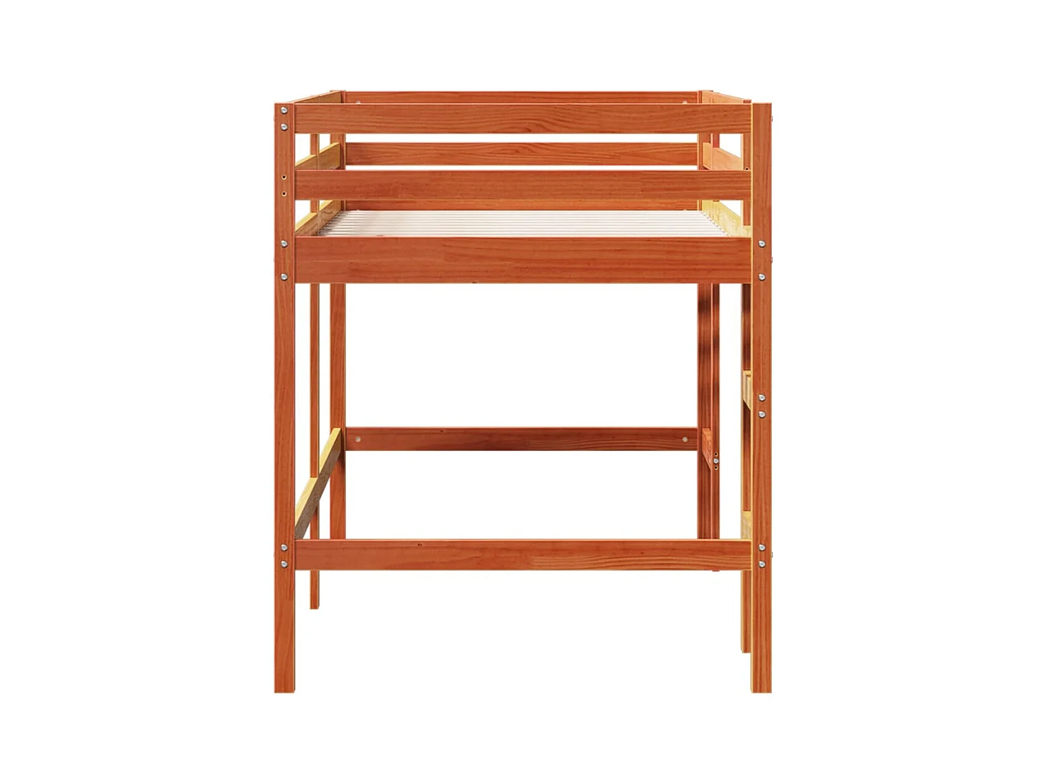 Kinderhochbett mit Leiter Wachsbraun 90x200cm Massivholz Kiefer