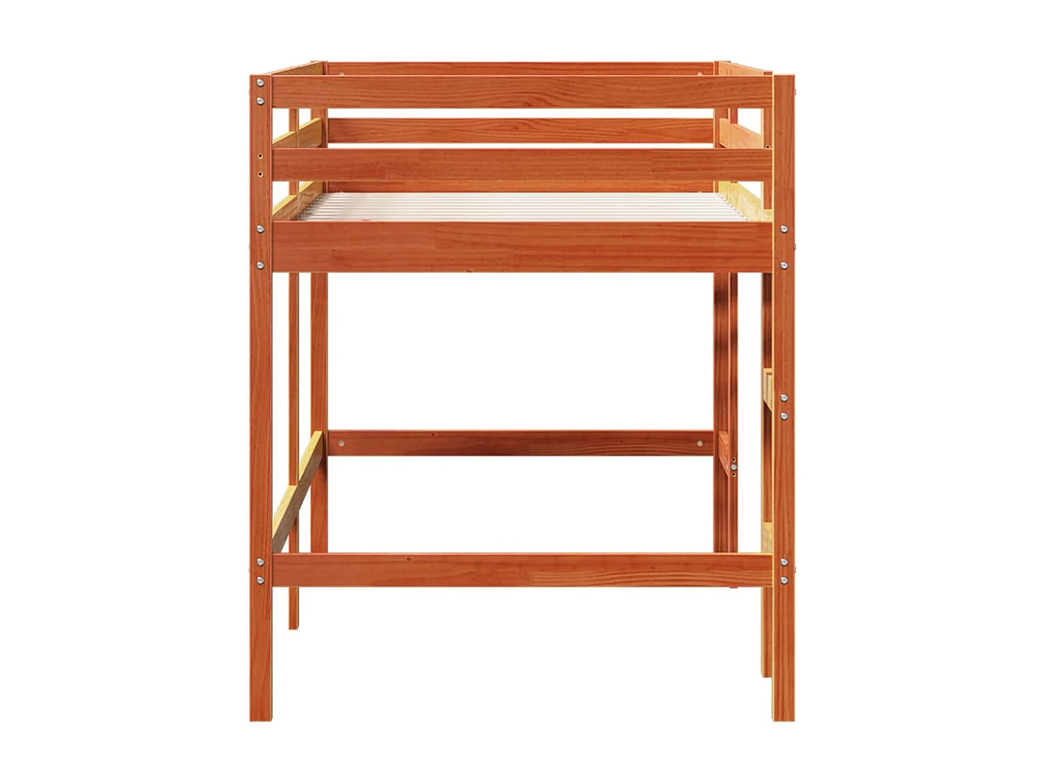 Kinderhochbett mit Leiter Wachsbraun 90x200cm Massivholz Kiefer