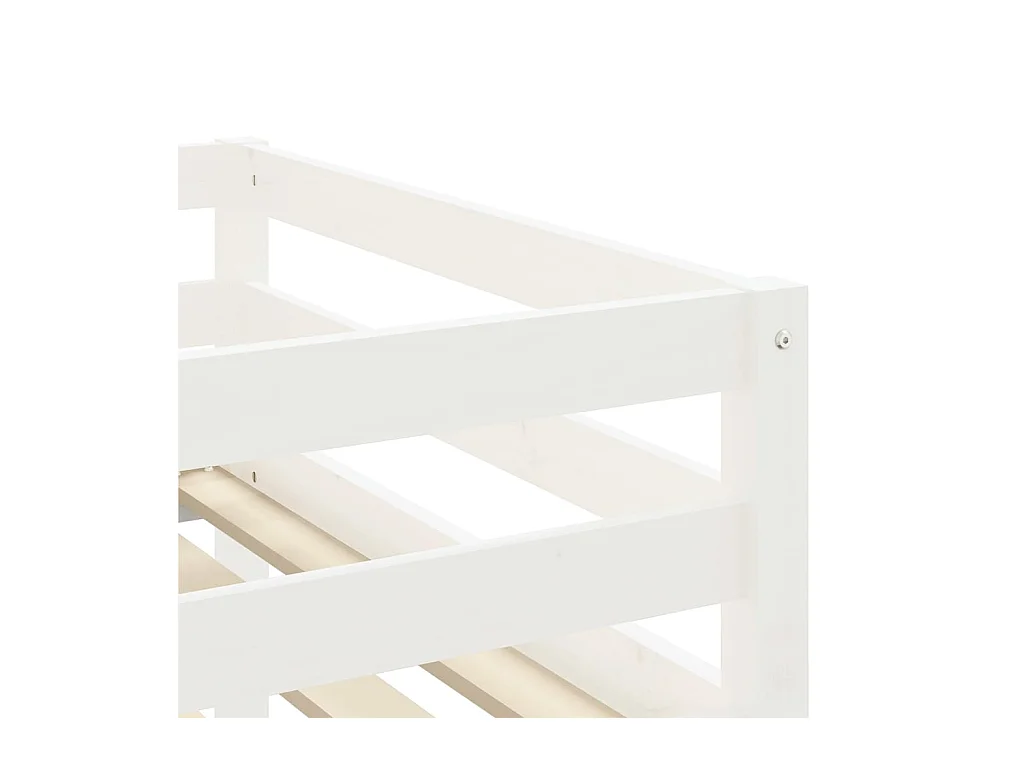 Letto a Soppalco Bambini con Tende Bianco e Nero 90x190 cm Pino