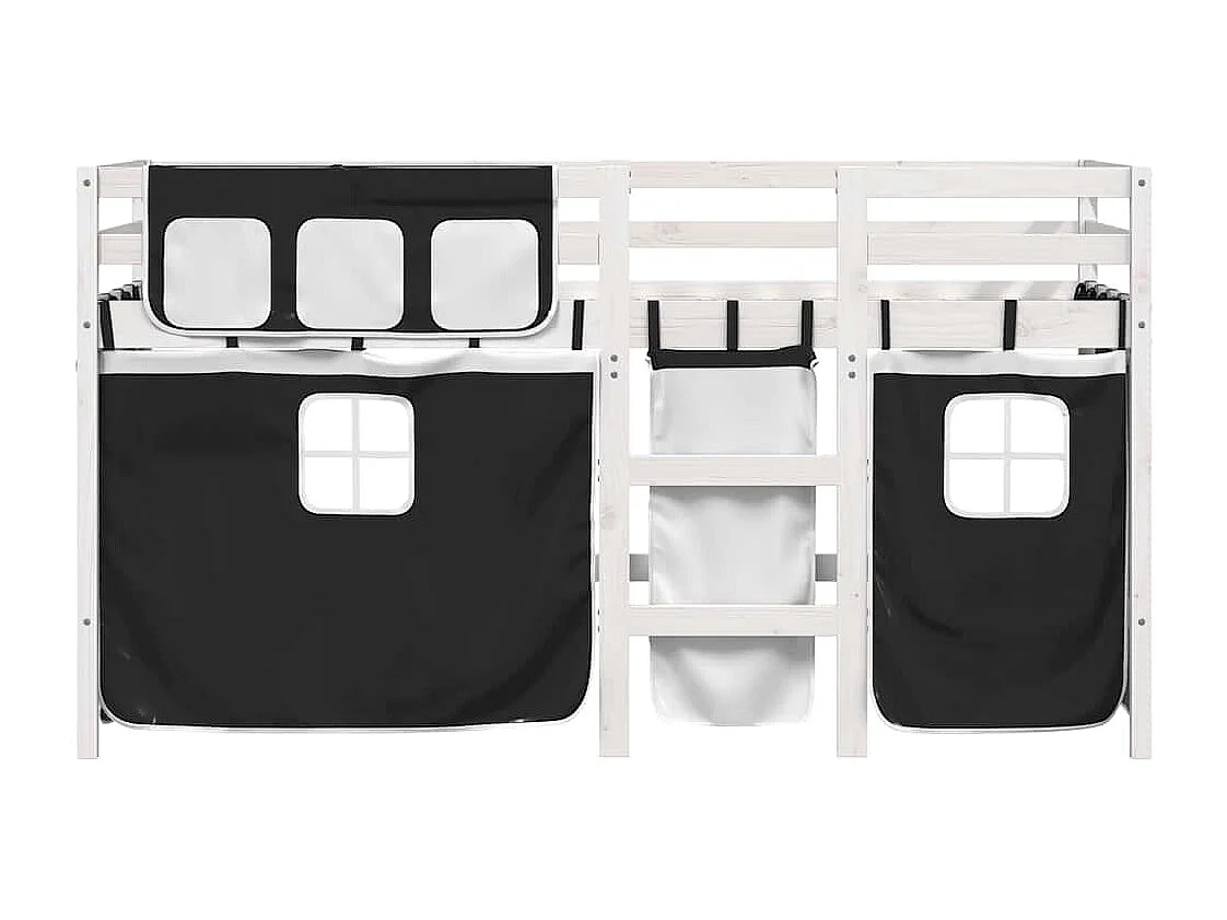 Lit mezzanine enfants avec rideaux sans matelas 90x190 cm