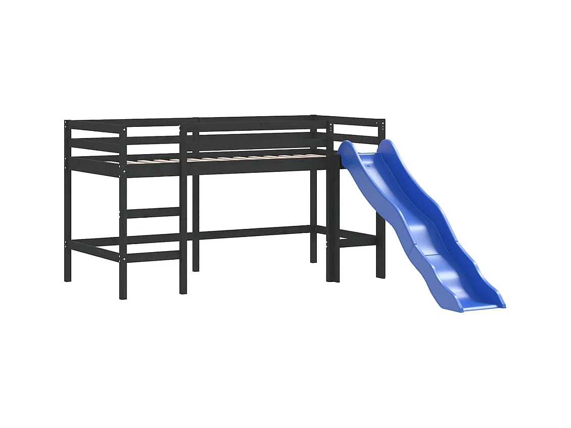Lit mezzanine enfants toboggan 80x200 bois pin massif
