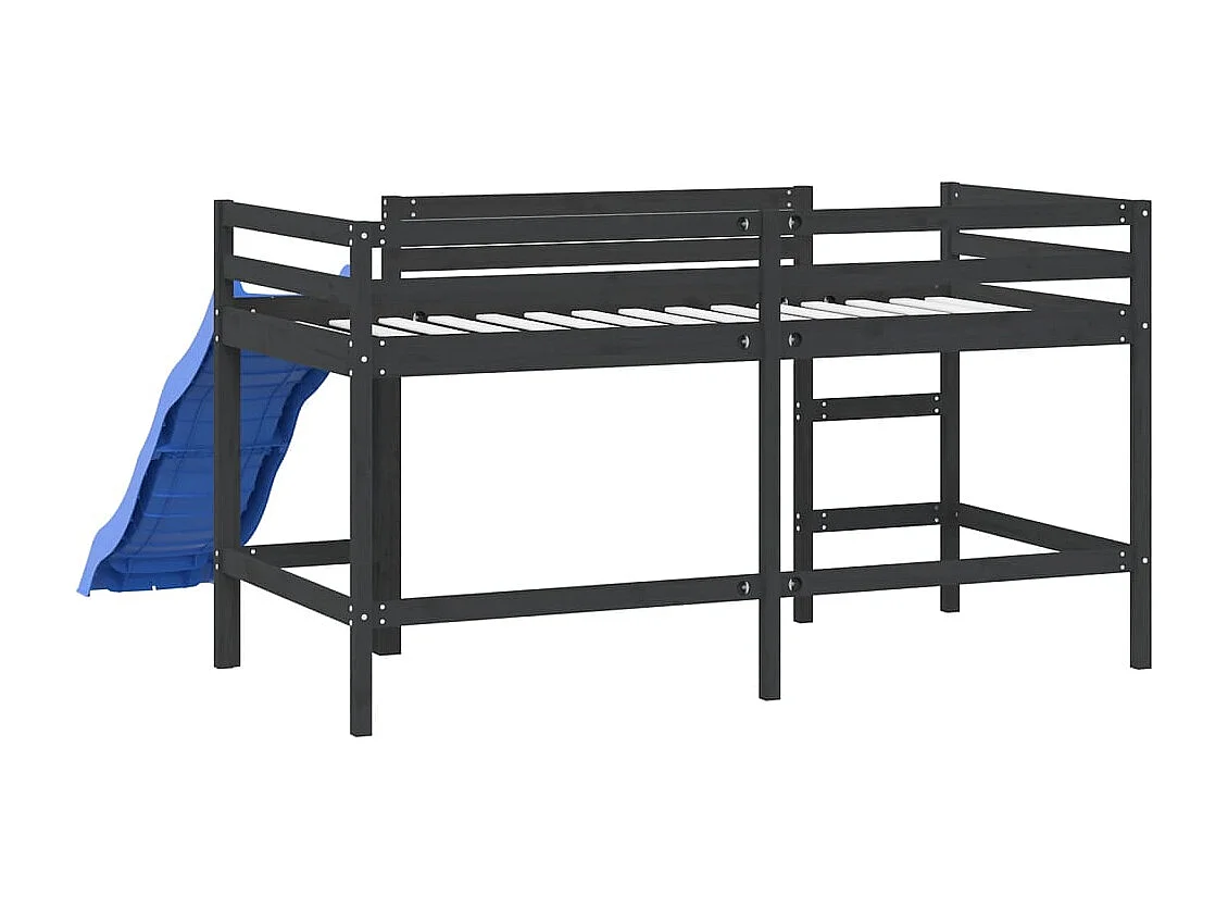 Lit mezzanine enfants toboggan 80x200 bois pin massif