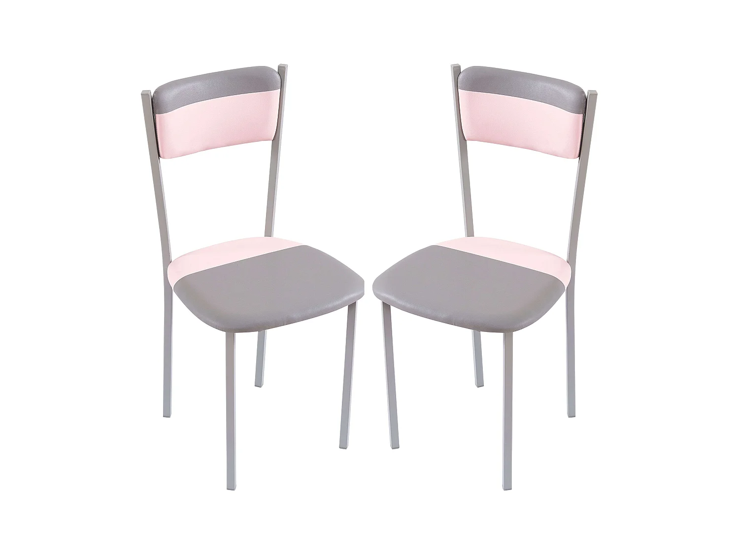 Pack 2 Sillas Cocina Comedor Moderno Rosa y Gris 89x43x45 cm