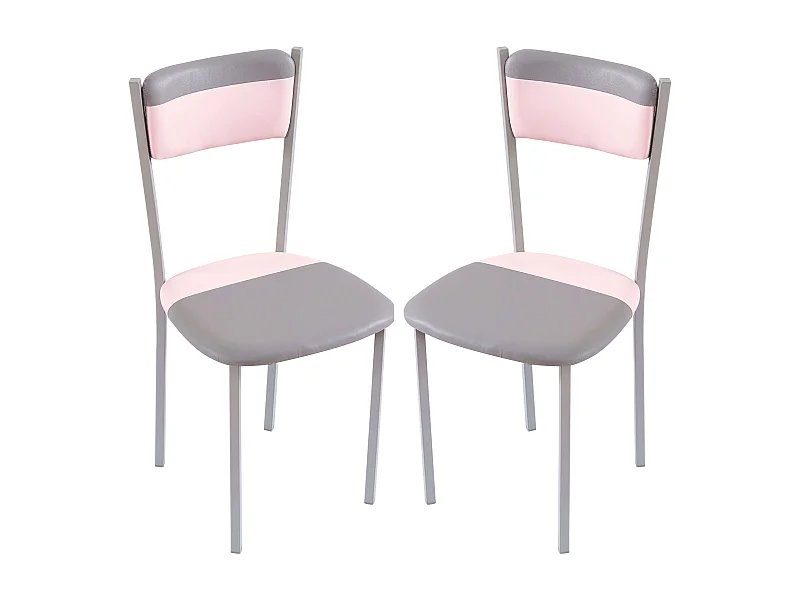 Pack 2 Sillas Cocina Comedor Moderno Rosa y Gris 89x43x45 cm