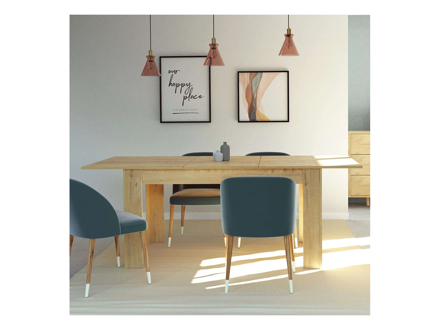 Mesa Salón Comedor ext. Roble Gold 140-195x80x77 cm