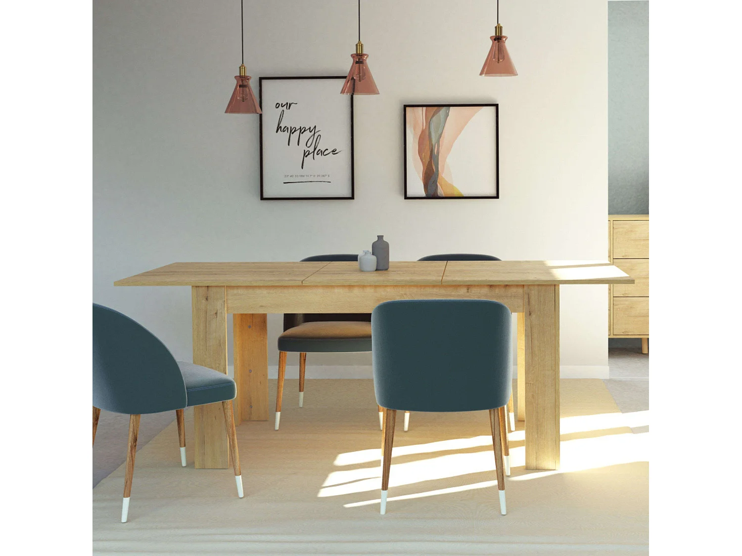 Mesa Salón Comedor ext. Roble Gold 140-195x80x77 cm