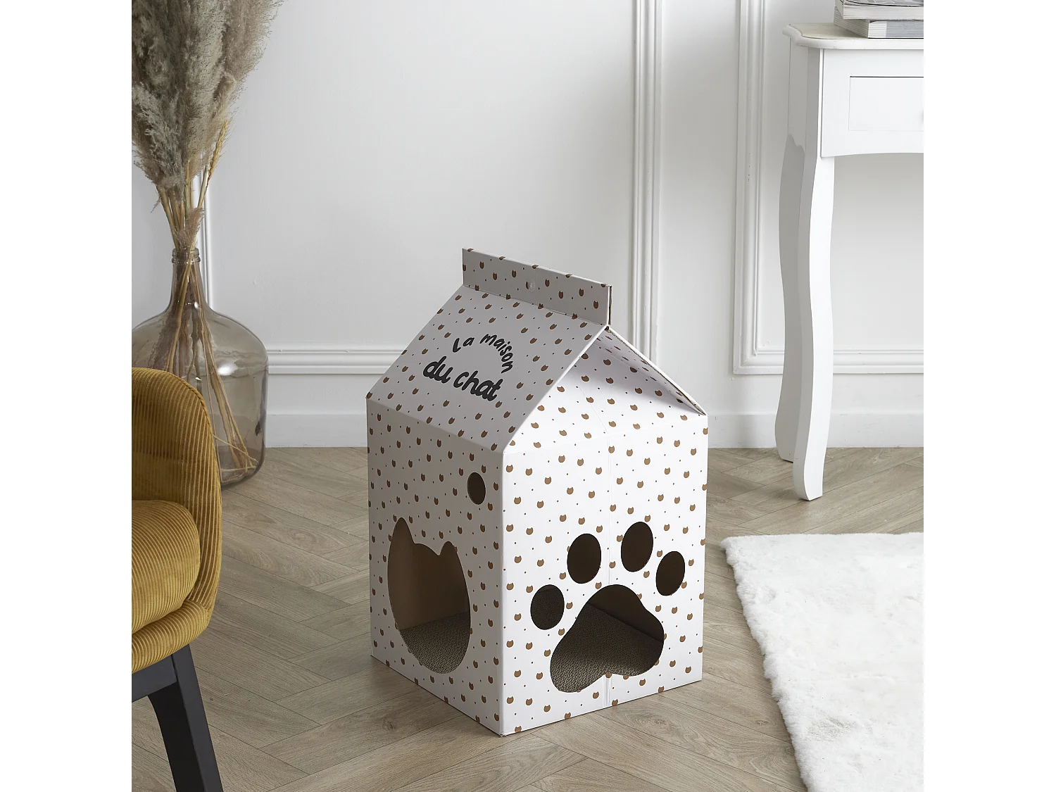 Maison Pour Chat 33x31.5x55.5cm Blanc