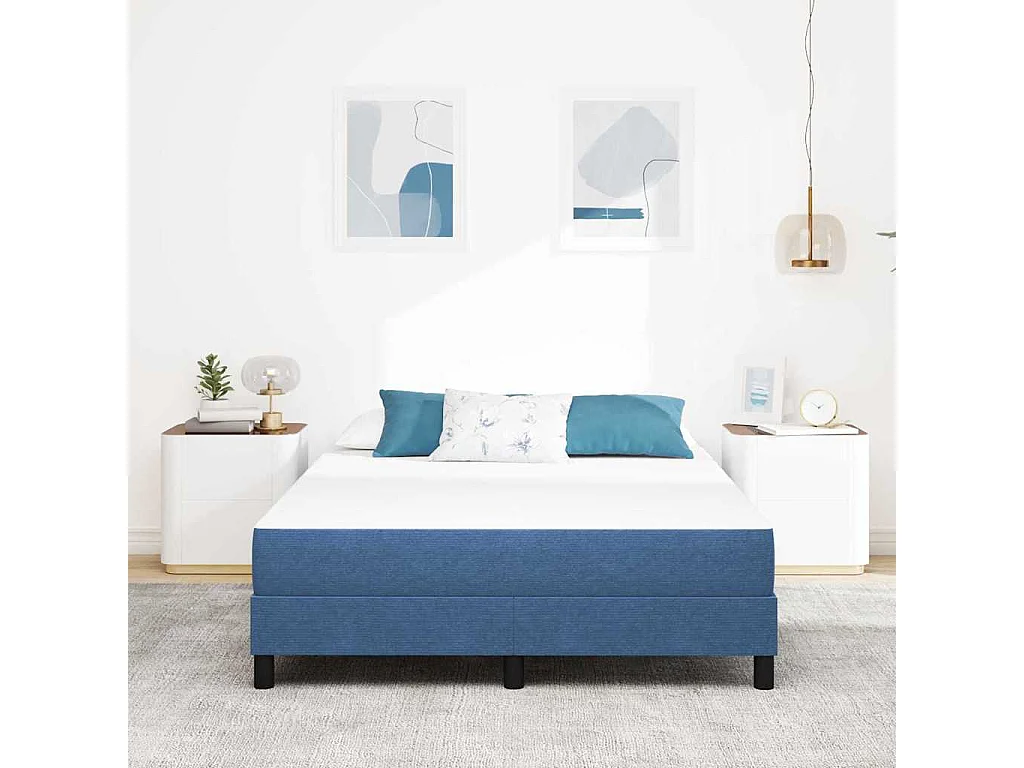 Matelas de Lit avec matelas Bleu 140 x 200 cm tissu