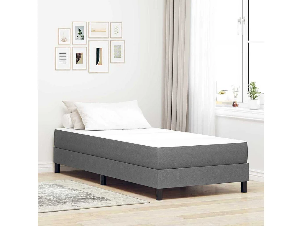Matelas de Lit avec matelas Gris clair 90 x 200 cm tissu