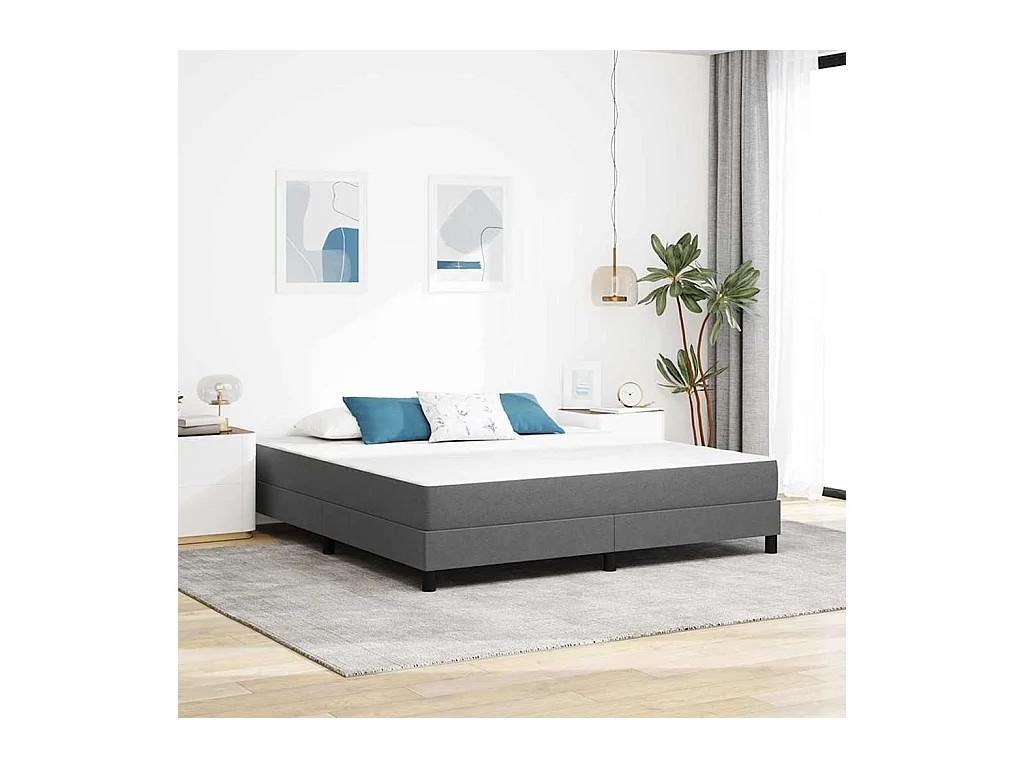 Matelas de Lit avec matelas Gris clair 180 x 200 cm tissu