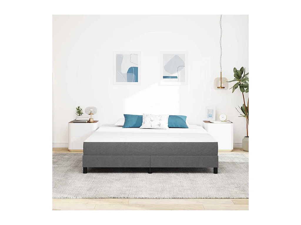 Matelas de Lit avec matelas Gris clair 180 x 200 cm tissu