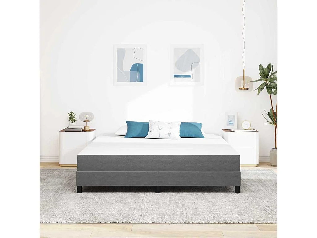 Colchón de Cama con colchón Gris Claro 180x200 cm tela SHL100655