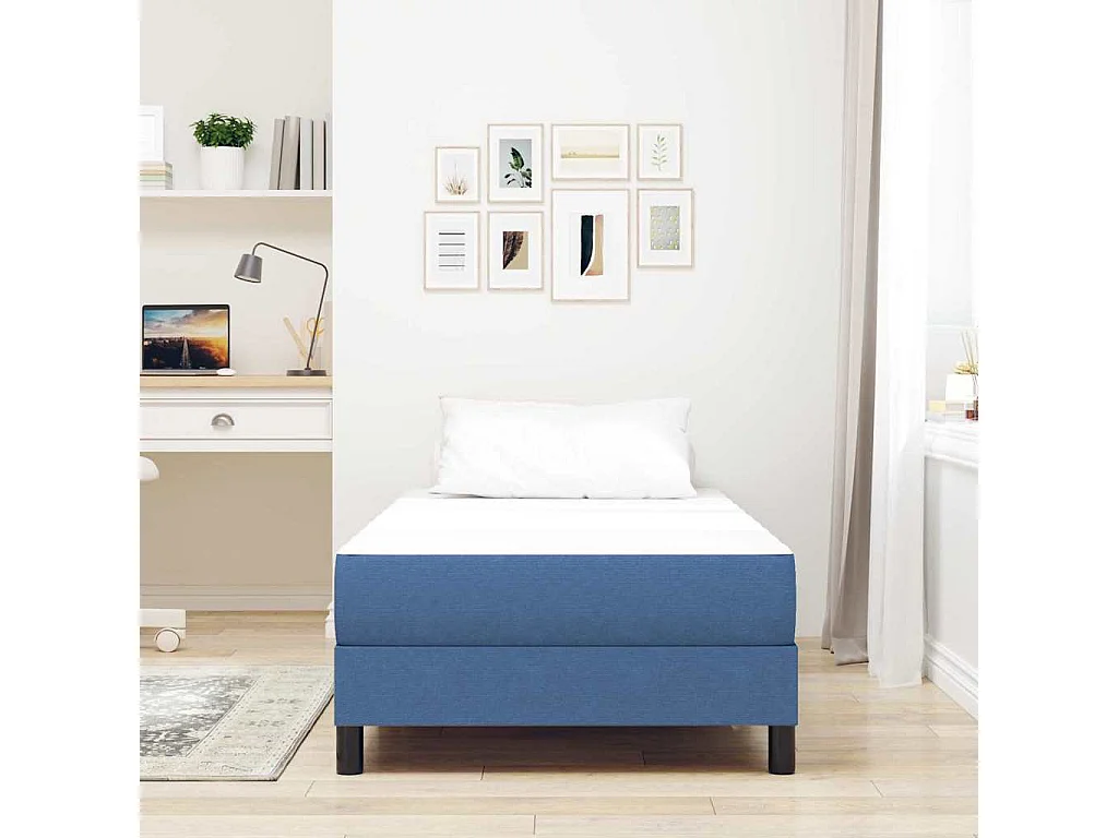 Matelas de Lit avec matelas Bleu 90 x 190 cm tissu