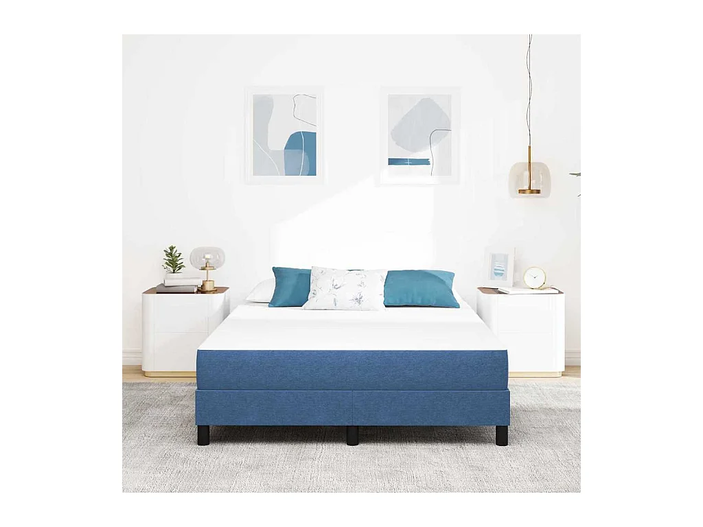 Matelas de Lit avec matelas Bleu 140 x 190 cm tissu