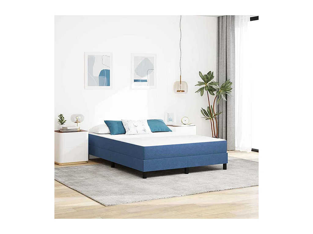 Matelas de Lit avec matelas Bleu 140 x 190 cm tissu