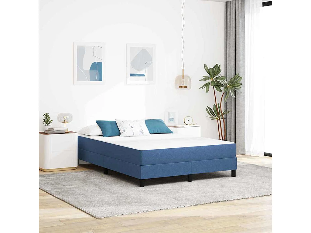 Matelas de Lit avec matelas Bleu 140 x 190 cm tissu