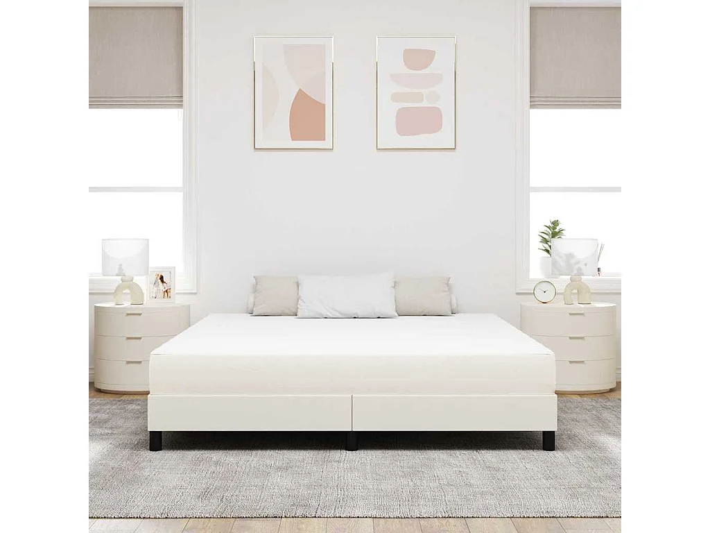 Matelas de Lit avec matelas Crème 180 x 200 cm tissu