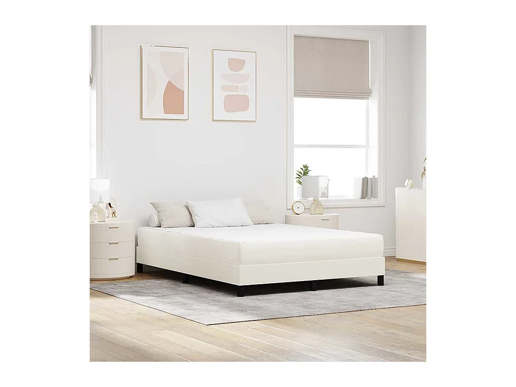 Matelas de Lit avec matelas Crème 160 x 200 cm tissu