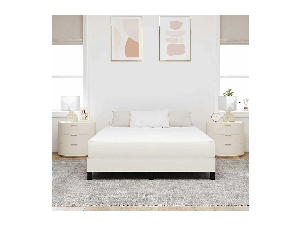 Matelas de Lit avec matelas Crème 160 x 200 cm tissu