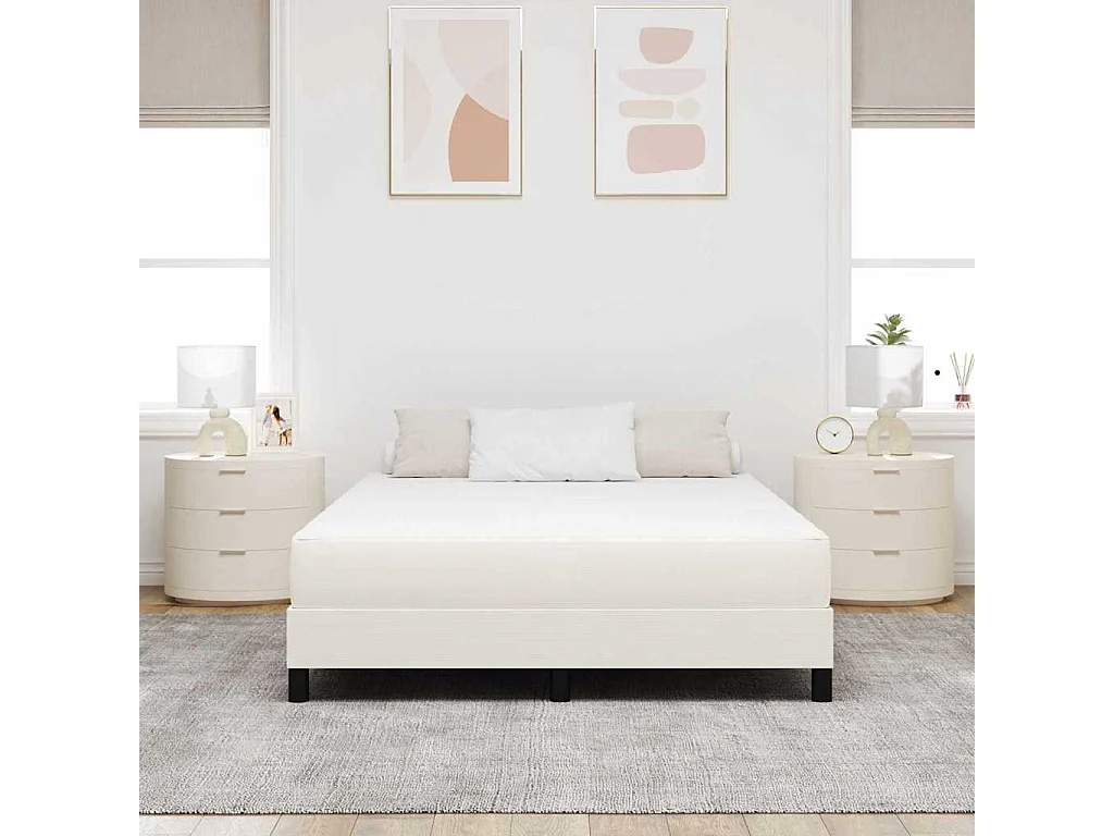 Matelas de Lit avec matelas Crème 160 x 200 cm tissu