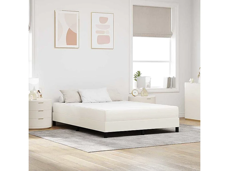 Matelas de Lit avec matelas Crème 160 x 200 cm tissu