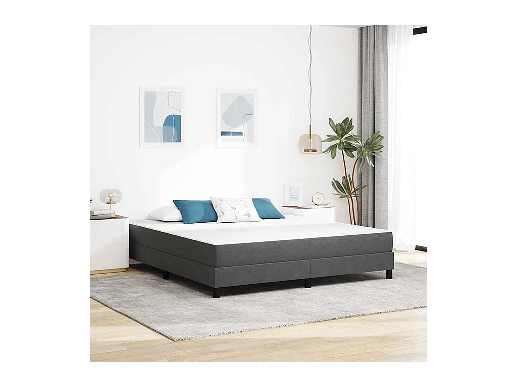 Matelas de Lit avec matelas Gris 180 x 200 cm tissu