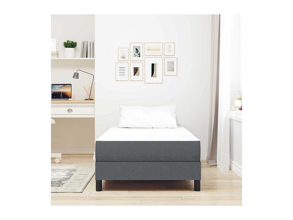 Matelas de Lit avec matelas Gris 90 x 190 cm tissu