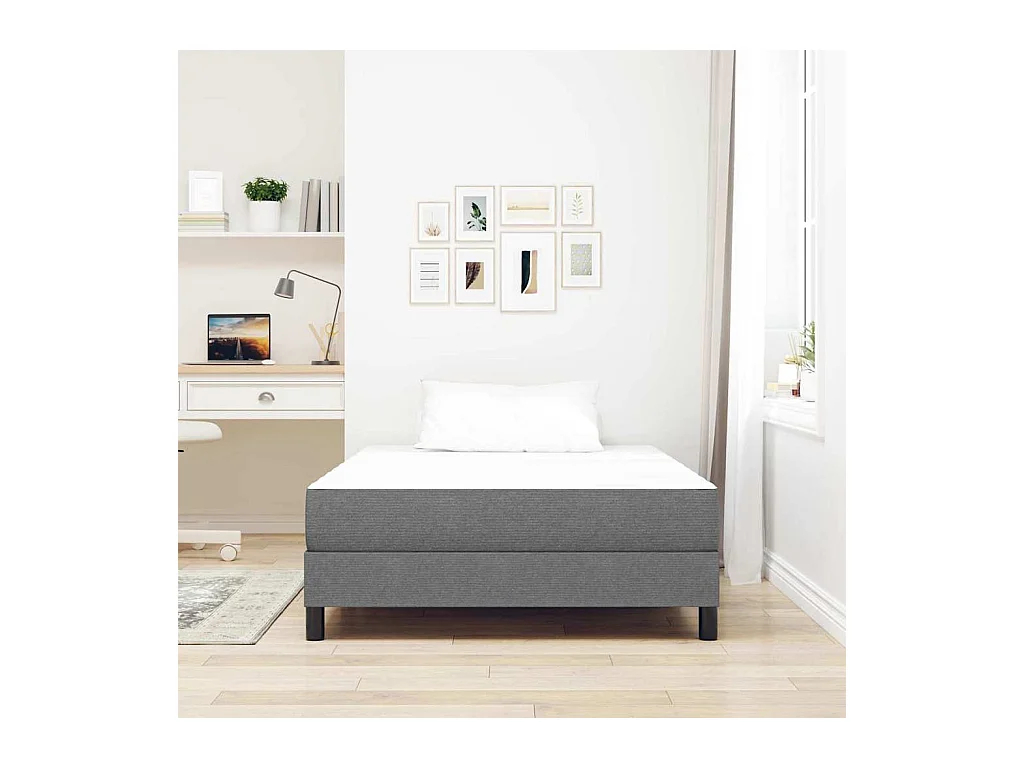 Matelas de Lit avec matelas Gris clair 120 x 200 cm tissu
