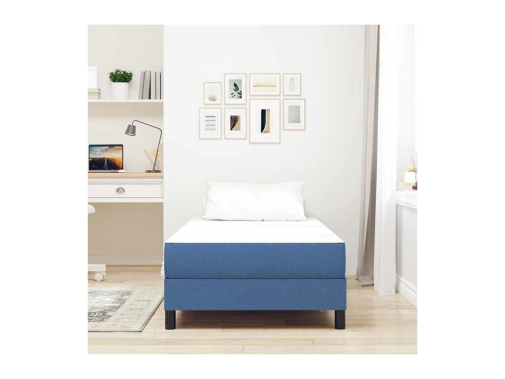 Matelas de Lit avec matelas Bleu 90 x 200 cm tissu