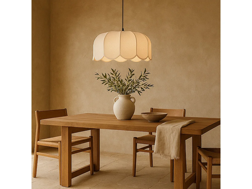 Lámpara colgante de lino beige – Estilo natural y atemporal - Deral Beige