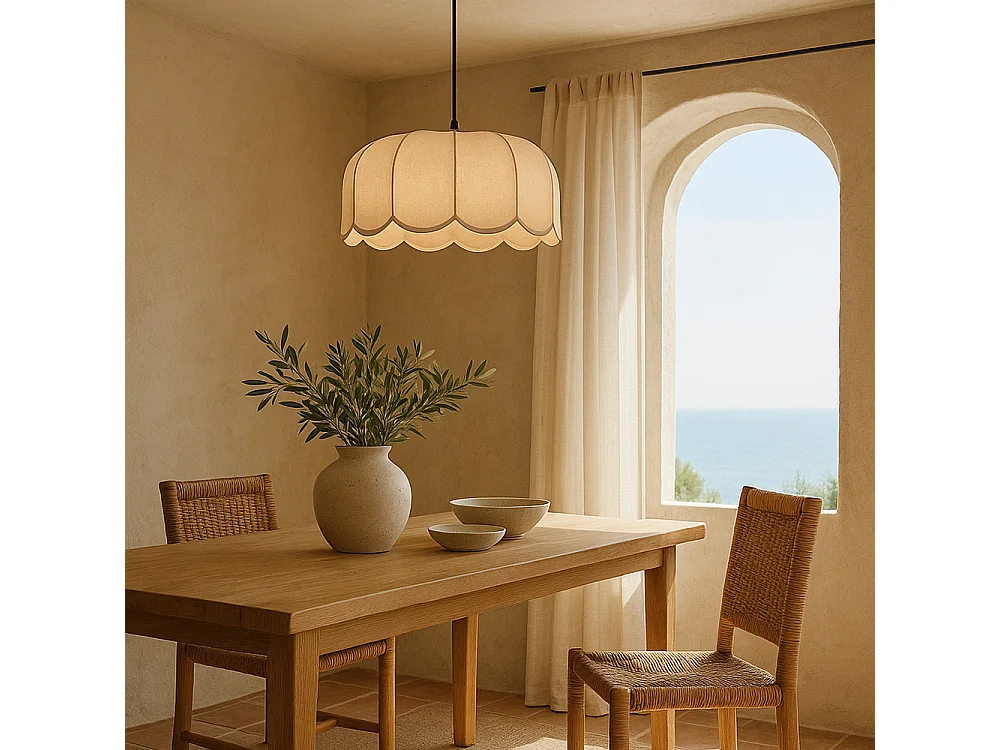 Lámpara colgante de lino beige – Estilo natural y atemporal - Deral Beige