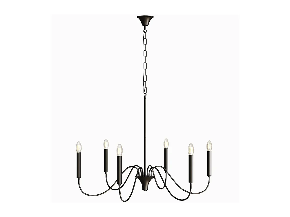 Suspension Métallique Style Chandelier Noir Mat – 6 Bras - Lumella Noir
