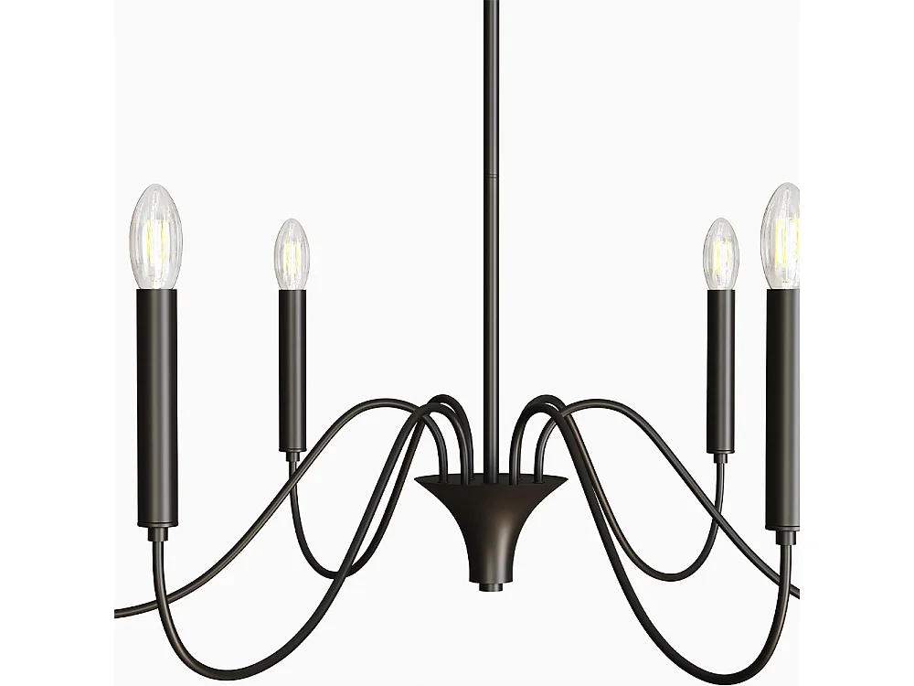 Suspension Métallique Style Chandelier Noir Mat – 6 Bras - Lumella Noir
