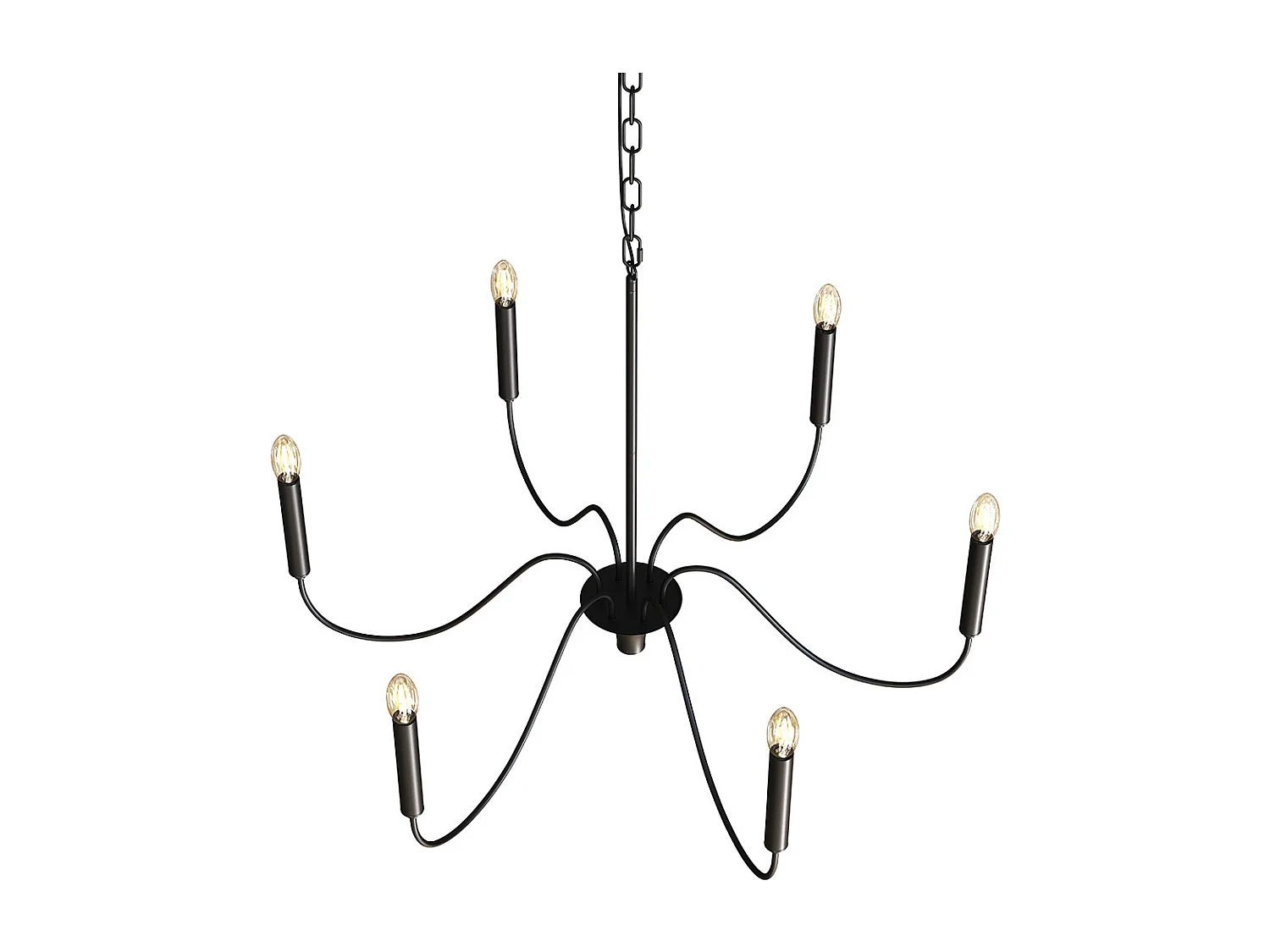 Suspension Métallique Style Chandelier Noir Mat – 6 Bras - Lumella Noir