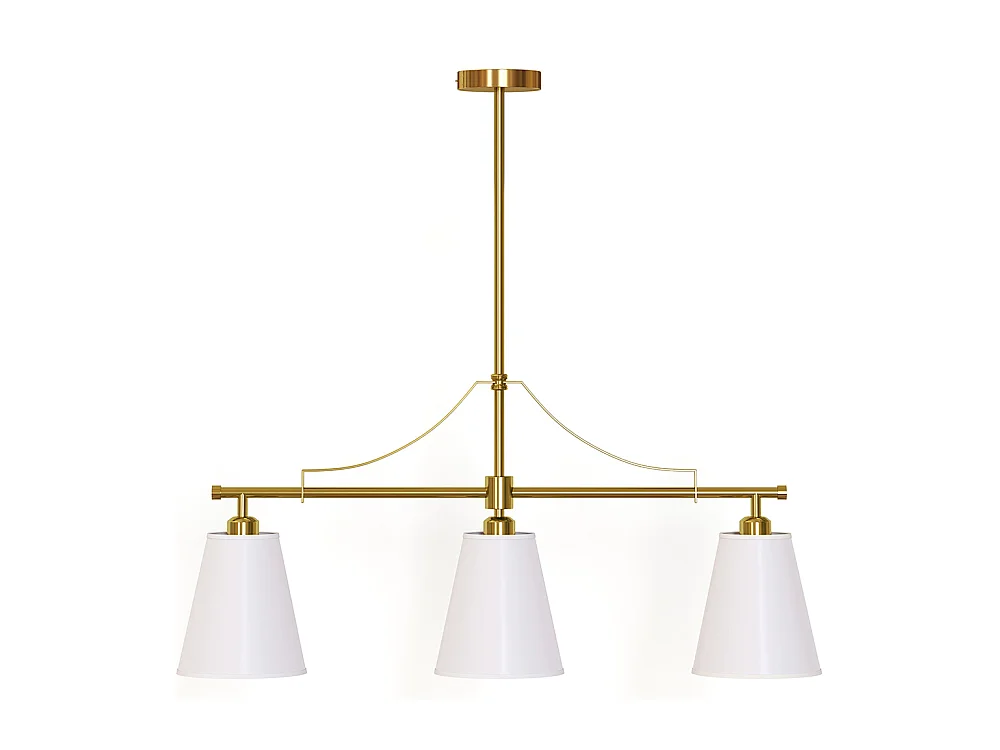 Suspension Plafonnier en Métal Doré Vieilli avec 3 Abat-jours - Bubles Doré