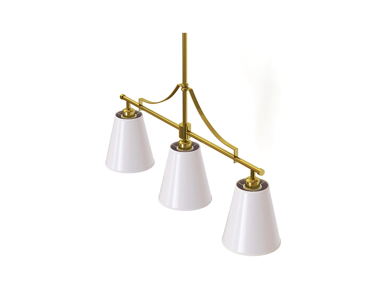 Suspension Plafonnier en Métal Doré Vieilli avec 3 Abat-jours - Bubles Doré