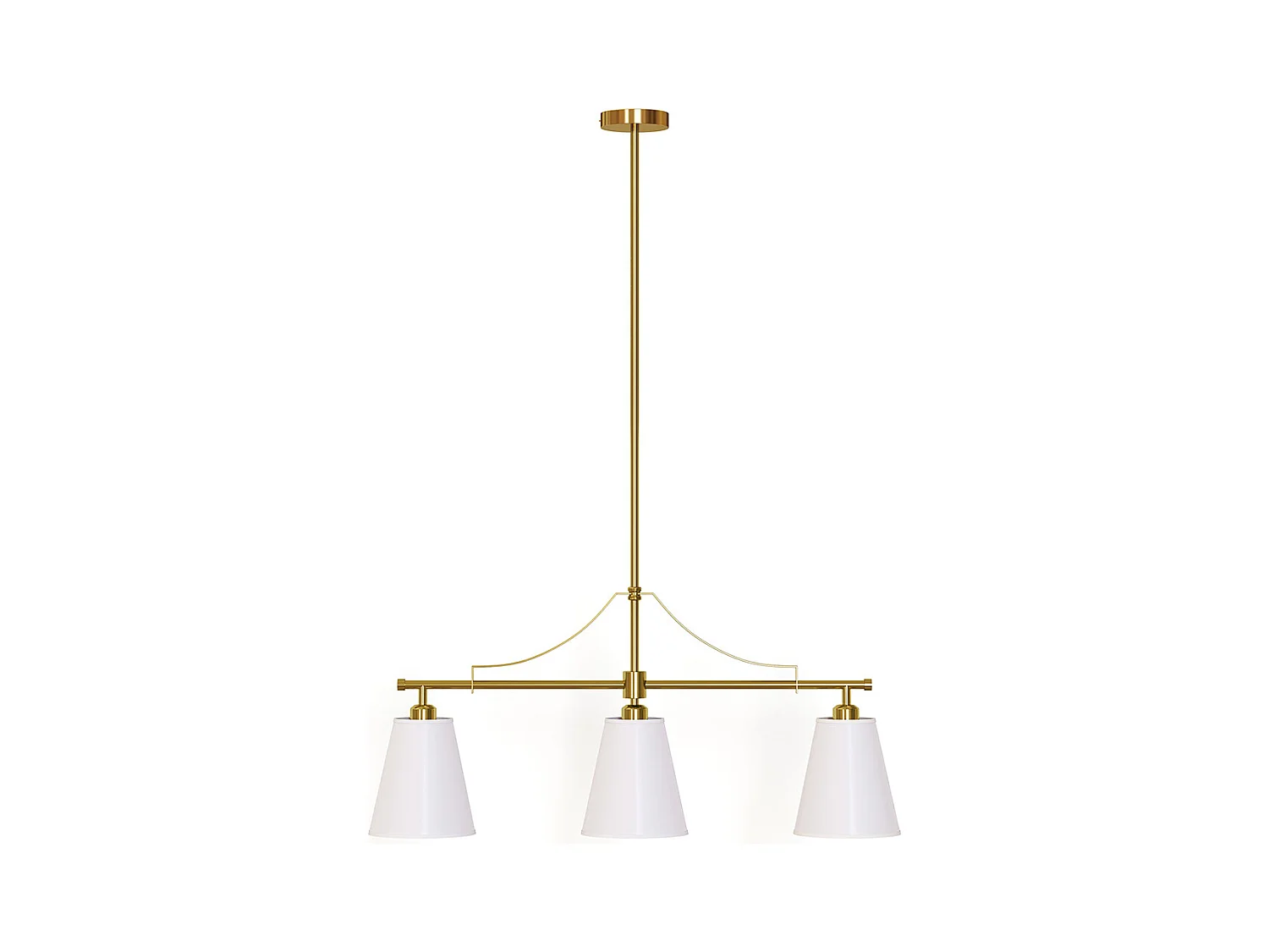 Suspension Plafonnier en Métal Doré Vieilli avec 3 Abat-jours - Bubles Doré